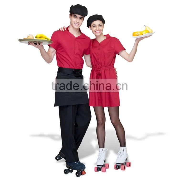 Good Quality China Unisex Cotton Sexy Restaurant Waitress Dress Uniform