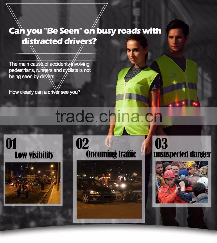 Hi Vis LED Police flashing safety reflective Vest