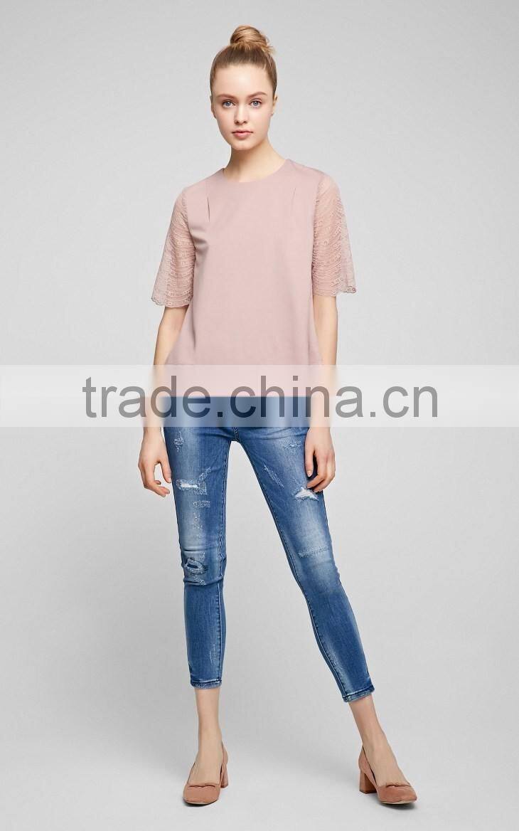 Women's layered hal sleeve t shirt China women's clothes suppliers