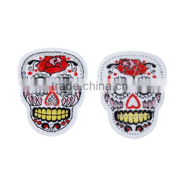 DIY Scrapbooking Craft Halloween Skull Sequins Stick On Fabric Polyester Appliques