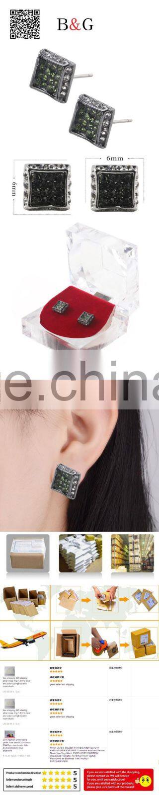 Custom Funky Diamond Gemstone Hiphop Earrings In Zinc Alloy For College Girls