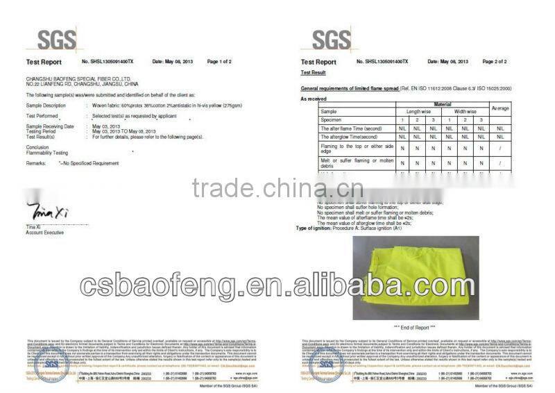 HI-VIS 60% Protex 38%Cotton 2%Antistatic FR Fabric