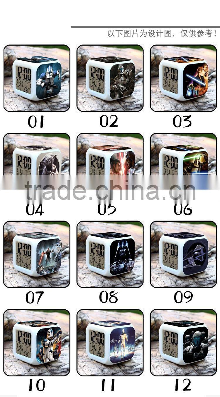 Hot Movie LED alarm clock LED digital clock colorful changeable clock for kids