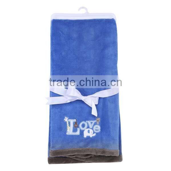 cute cartoon animal flannel fleece embroidered baby blanket