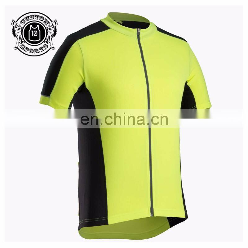 100% polyester custom cycling tshirts with zip and packet in back