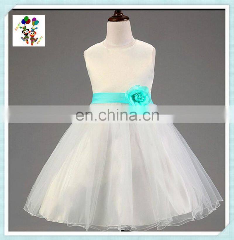 Hot Sale White Gown Tulle Flower Girl Kids Dresses HPC-3091