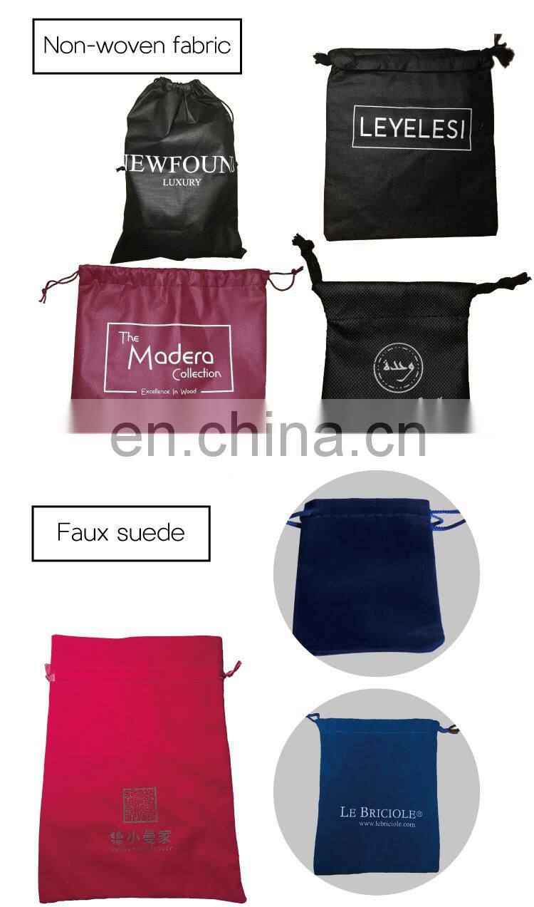 custom gold logo drawstring pouch bags dust bag with two strings