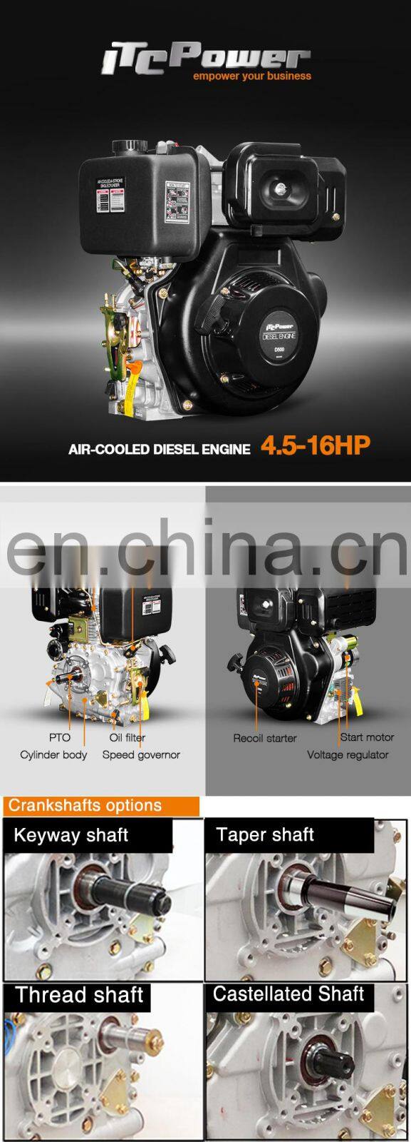 Fast delivery China supplier TUV approved 13hp 4 stroke air cooled diesel engine