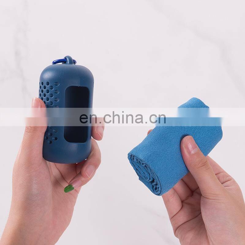 Sport Portable Towel With Silicone Box Outdoor activities yoga Gym Sport Towel Quick Dry