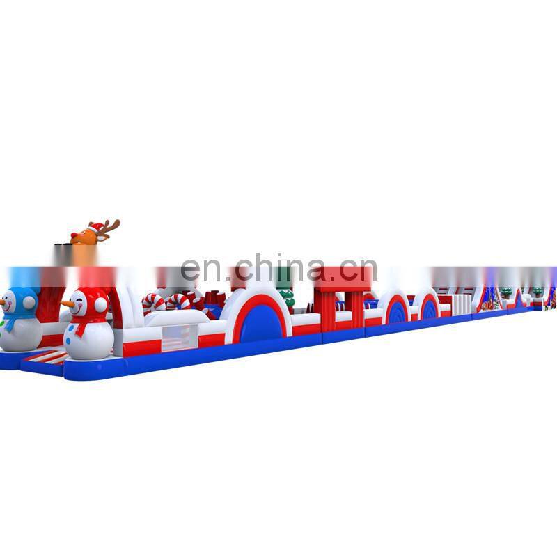 2020 outdoor all in one kids 5K Santa party inflatable obstacle course for events