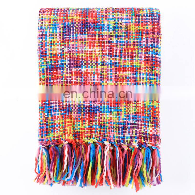 China Cheap Price Tropical Style Multi-Color Rainbow Throw Blanket 63" X 49"