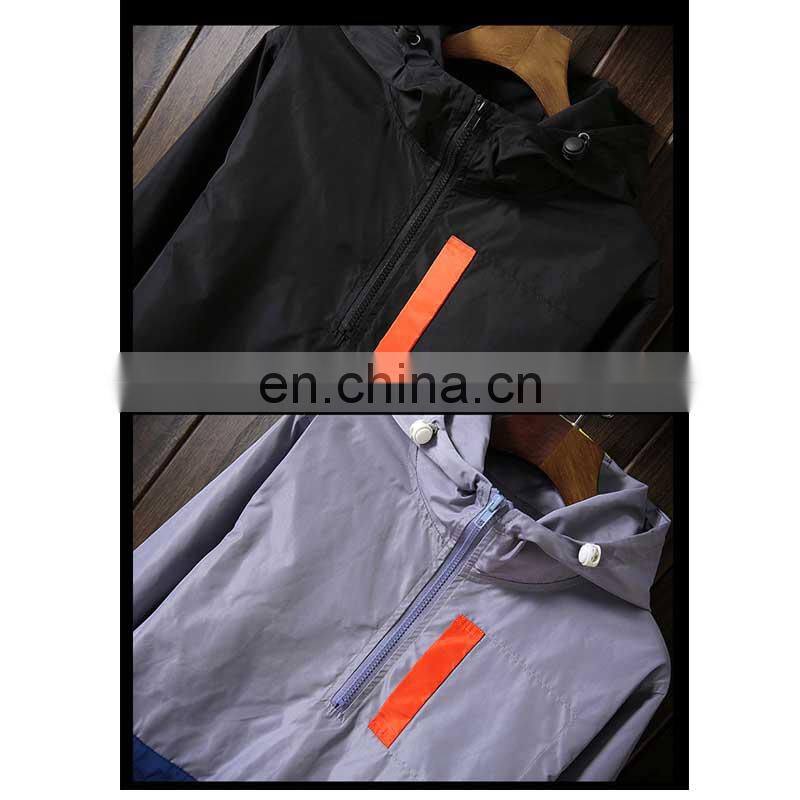 Wholesale custom men's new sports jacket windbreaker loose half zipper jacket casual stand collar pullover jacket
