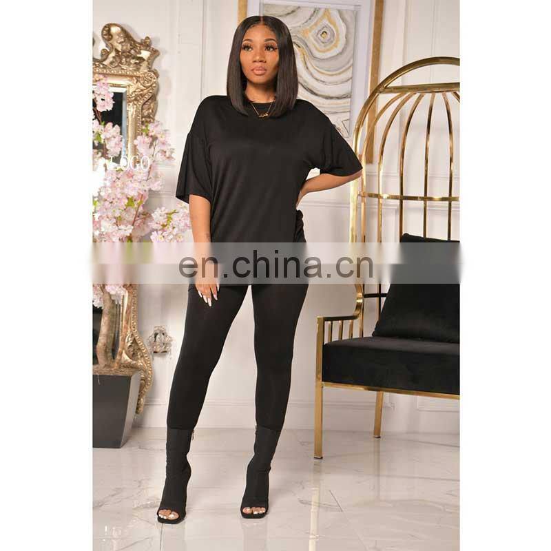 Manufacturer customized women's summer new casual comfortable loose short-sleeved t-shirt + trousers sports 2-piece set of jogge