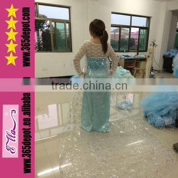 Snow style cosplay long dress with cloak and train