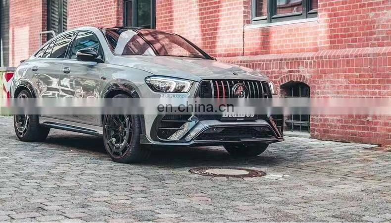 Runde BRA-BUS 900 Style Carbon Fiber Front Lip Grille Wind Knife Rear Lip Spoiler Exhaust For Mercedes-Benz GLE63 Coupe Body Kit