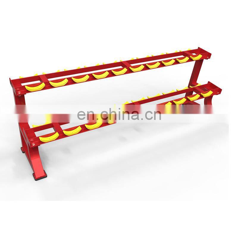 Gym Rack Dumbbell Holder Red Black HA50 Commercial Gym Fitness Equipment  2 lines Dumbbell Rack for 10pcs