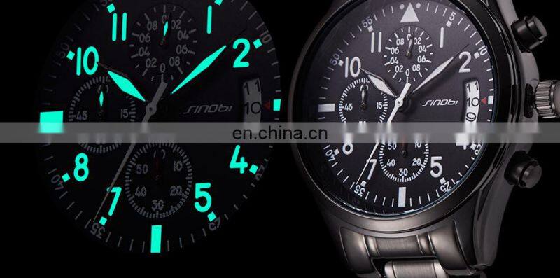 SINOBI Car Wristwatch S9639G Mansculinity Male Watches Chronograph Handwatch Night Light Watches Pilot Watch Montre Homme