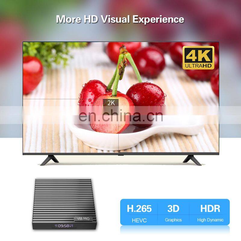 OEM 4k tvbox 4G 32G android 9 tv box with 5G dual band WIFI media player V88PRO