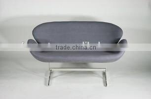 replica classic fiberglass material fabric/genuine leather double position/2 seater swan sofa desined by Arne Jacobsen