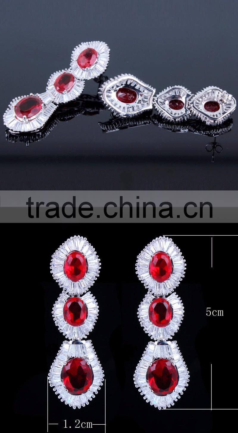 Factory Wholesale Best Quality Zircon Jewelry Baguette Multi Colored Stones Earrings