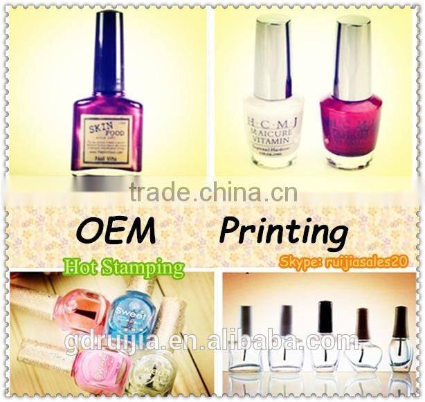 Free Sample! wholesale 2016 trendy design custom made electroplated uv gel 13ml empty glass nail polish bottles with cap brush
