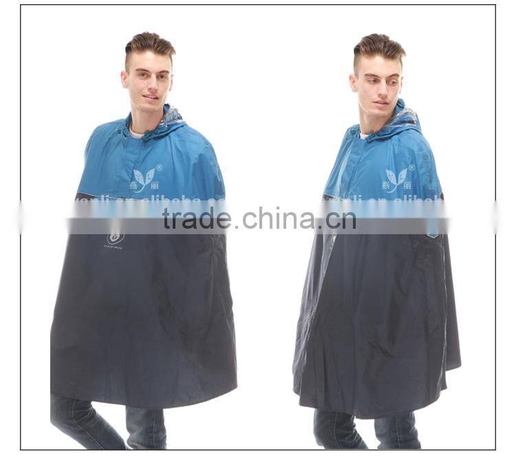 YANLI blue-black fashion pvc poncho raincoat with a receive bag