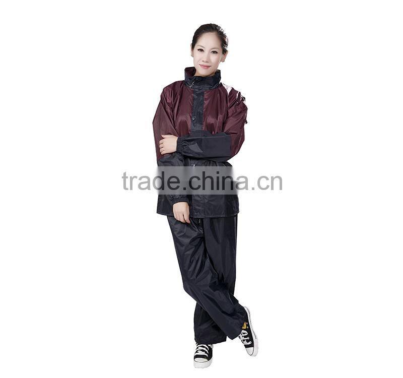 Polyester adult leisure fashion rain coat with pants