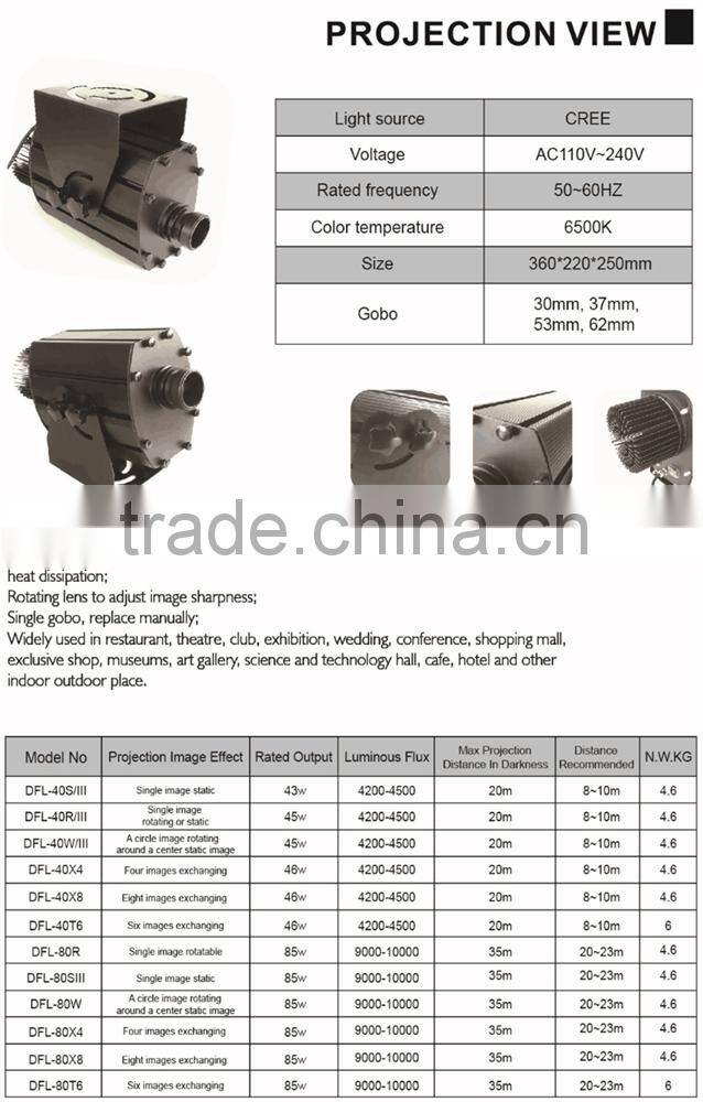 4500lm led LEDY logo projector 4500lm outdoor gobo light for advetising decor or sign