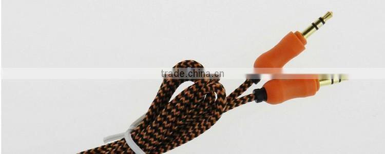 2016 new premium 100% test high quality car audio composite audio cable, 3.5mm stereo male to male audio aux cable free samples
