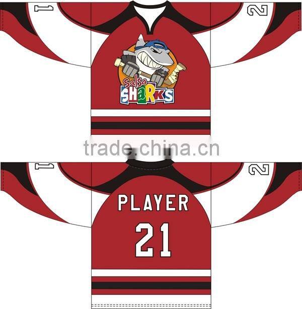 team wear sublimation ice hockey shirts design/ice hockey wear shirt
