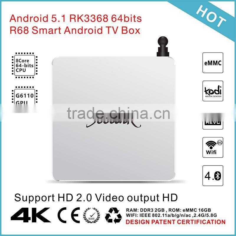 WiFi Bluetooth 4.0 Support 100M LAN 64Bits RK3368 Octa Core Metal Shell Beelink R68 Mini TV Box Android 5.1