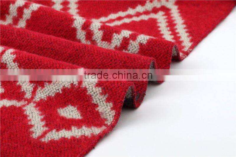 Whoesale Rhombic Geometry Pattern Jacquard Ladies Cashmere Poncho Shawl
