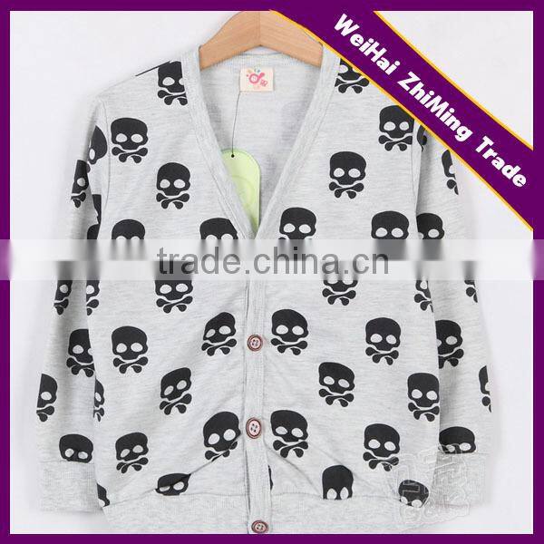 Children Printing Pattern V-neck Button Cardigan Sweater
