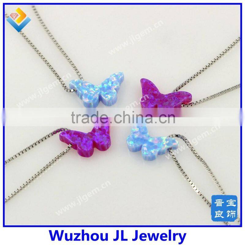 Synthetic opal jewelry pink op61 butterfly pendant for making necklace and bracelet