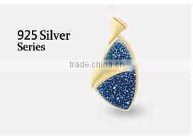 2016 Round Fashion earrings High Quality Titanium Silver Druzy Stone Stud Earrings