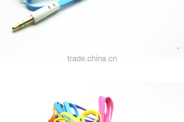 Hot Selling High Quality Colorful 3.5mm Male to Male Flat Noodle AUX Stereo Audio Cable