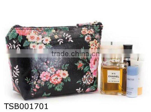 promotional canvas travel cosmetic organizer bag with PVC backing