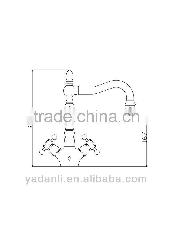 traditional style double handle deck mounted brass kitchen faucet antique brass M182B