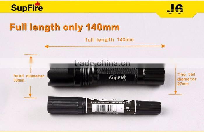 Supfire J6 Rechargeable Led Flashlight 3 Modes Portable Torch