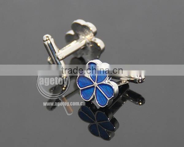Clover Shaped Cufflink Fashion Enamel Zinc Alloy Sleeve Button Metal Personalize Cuff Links