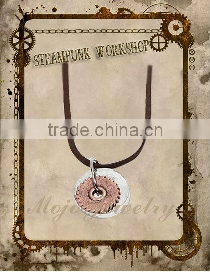 Unique Antique Metal Gun Pendant Chunky Chain Link Necklace