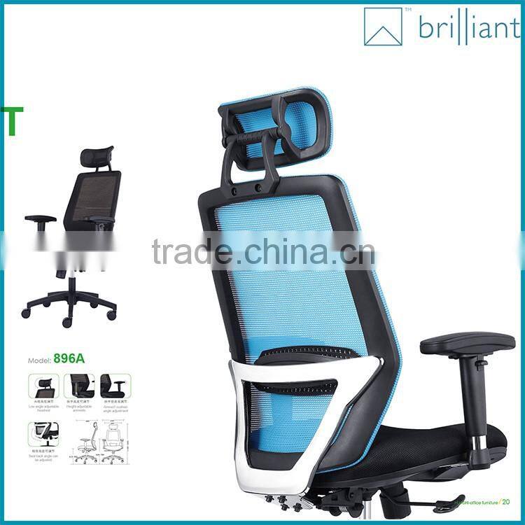 896A High Back Ergonomic black swivel mesh office chair with headrest