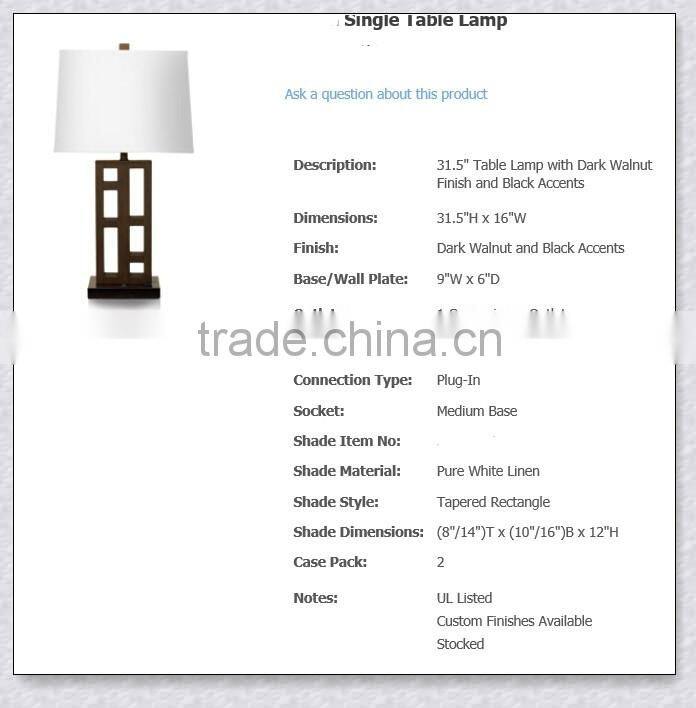 UL CE Listed wooden Table Lamp With Base Switch And Outlets For Hotel XC-045