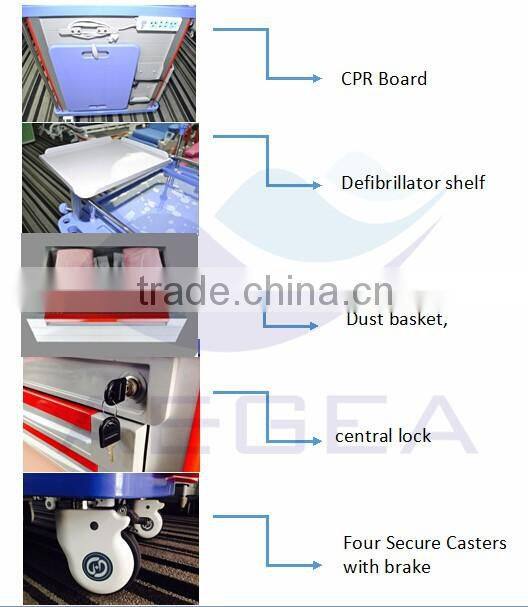 AG-ET001A1 CE ISO plastic nursing hospital trolley medical cart with drawer
