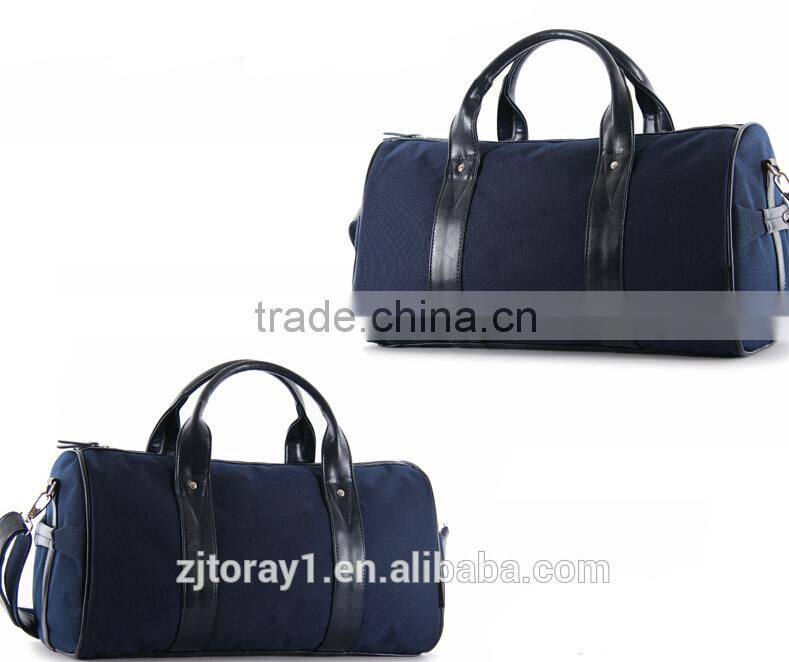 Plain Leather Handle Travel Kit Bag Expandable Duffle Bag