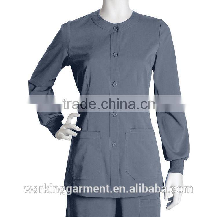Wholesale OEM Hot Sale Fashion Newest Uniforms Women's Junior Warm Up Solid Scrub Jacket Nurse Uniform
