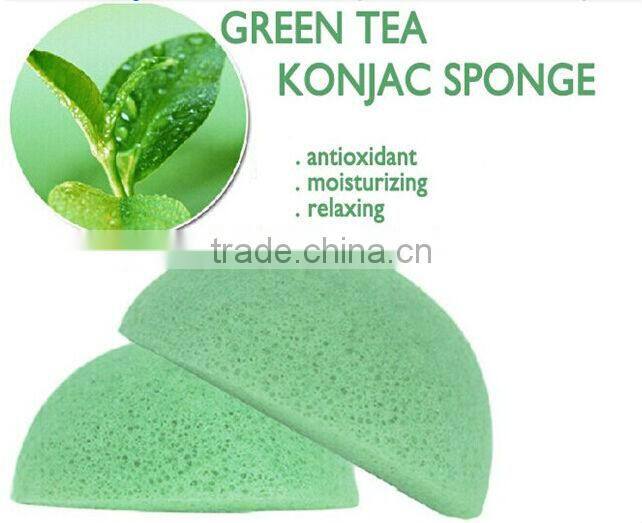 100% Natural Green Tea Konjac Sponge/Only Natural Fiber Konjac Sponge Facial and Skin care