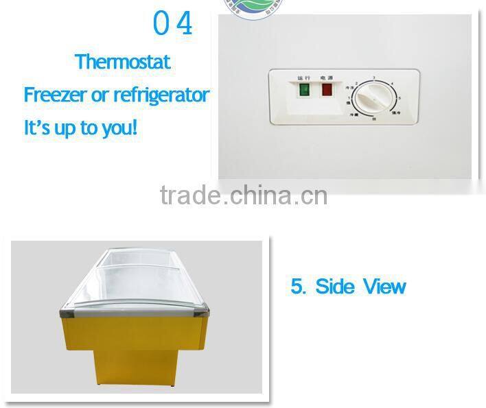 SD-1400D island freezer glass door chest freezers commercial fish barbecue freezer