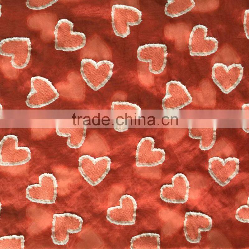 Spring summer love heart pattern cutting motif woven fabric
