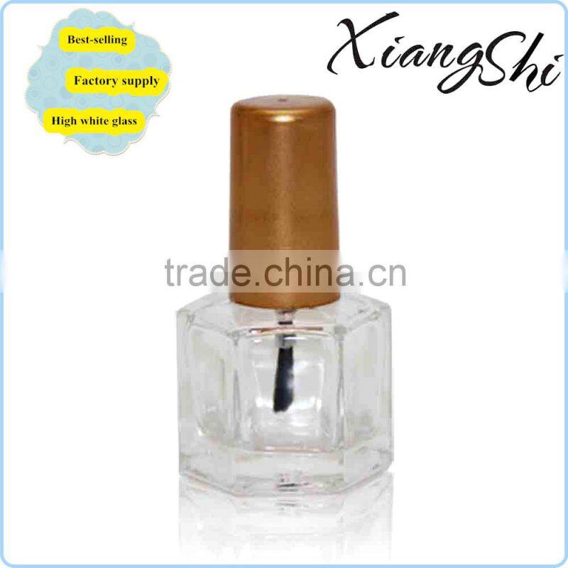 irregular shape glass gel nail polish bottle with gold cap
